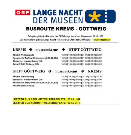 Busfahrplan Krems - Stift Göttweig / Änderungen vorbehalten!